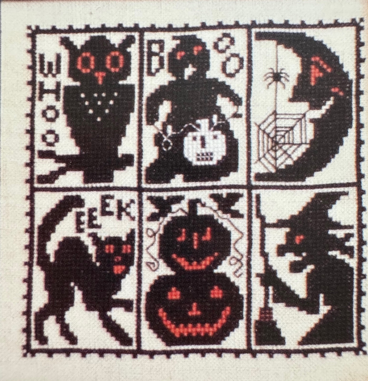 Prairie Schooler Cross Stitch 165 Halloween Sweeping Cobwebs Cats Moon Webs