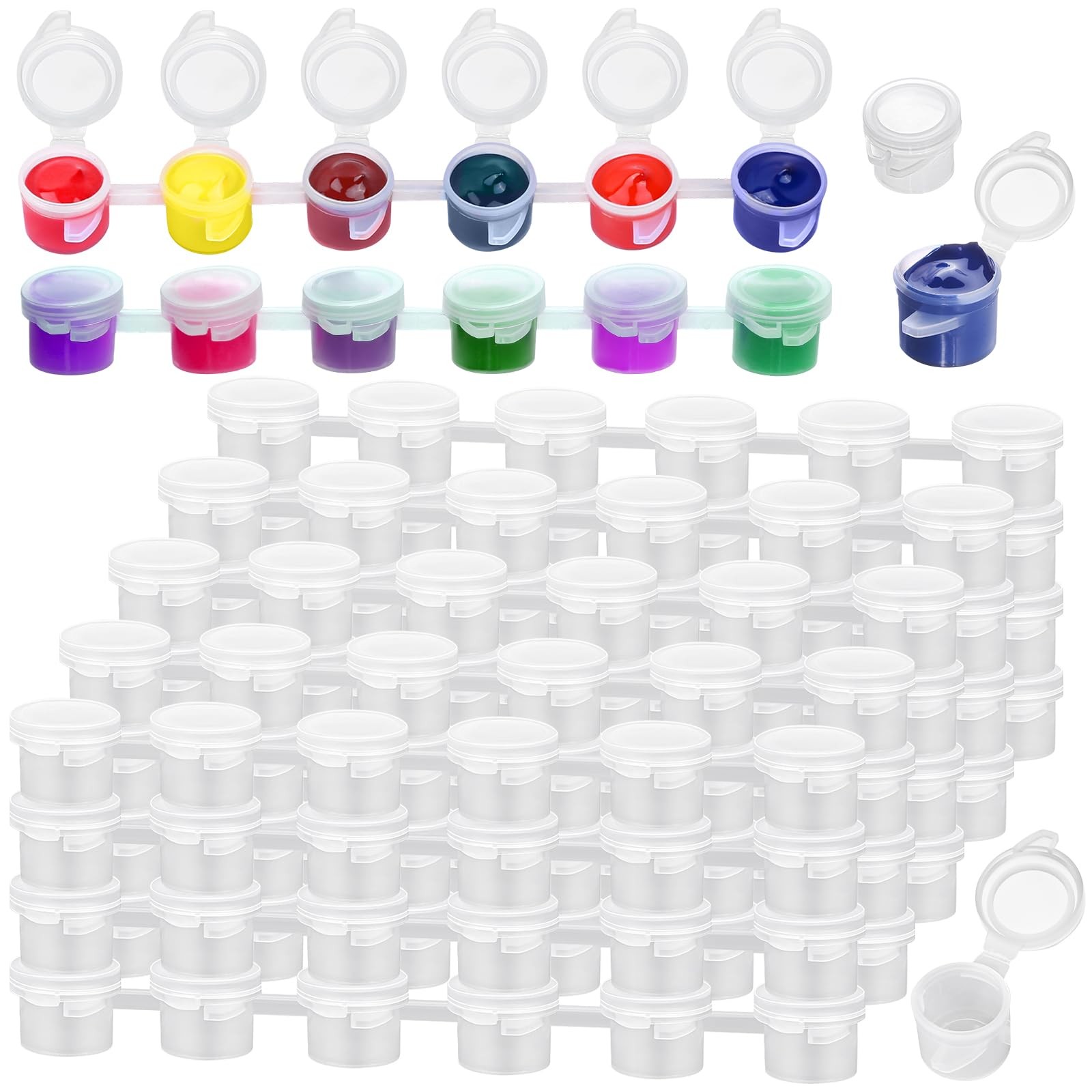 Caffox 240-Piece Empty Paint Pot, 40 Strips Acrylic Mini Paint Container Stri…