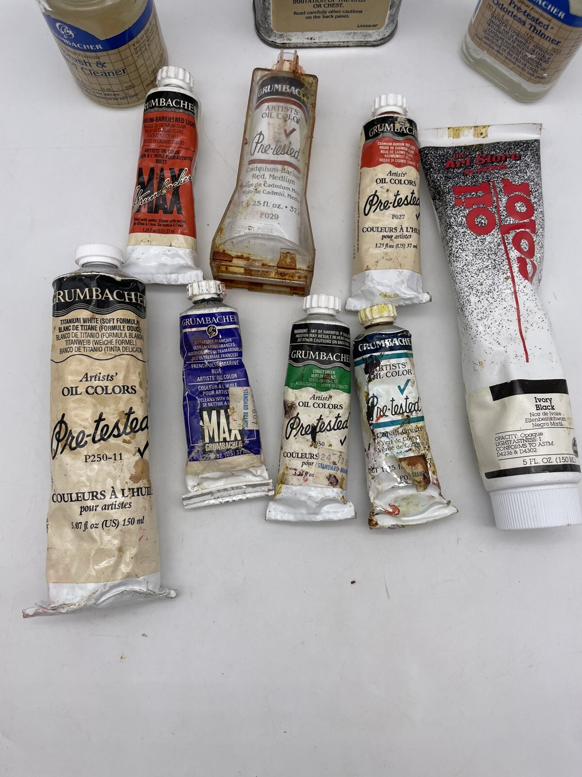 Vintage Grumbacher Pre tested and Max Oil Colors Thinner Cleaner Turpentine Used
