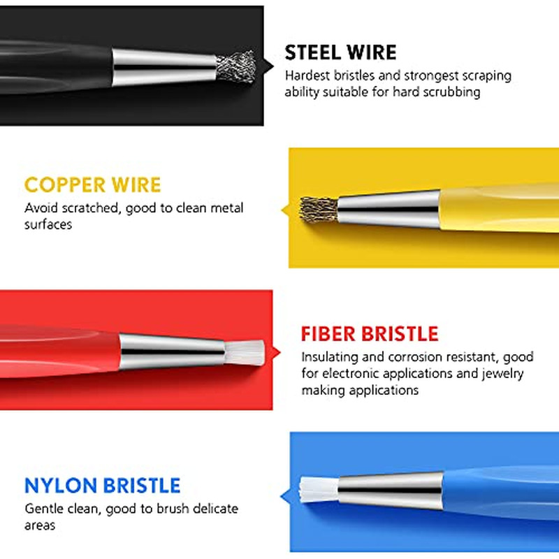 8 Pieces Scratch Brush Pen Set, Pen Style Prep Sanding Brush with Steel, Brass,