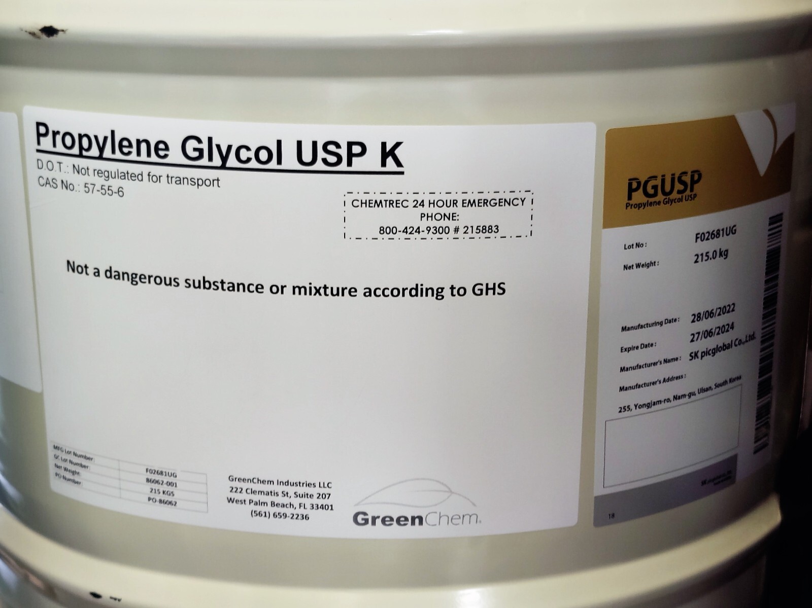 GALLON BLENDS VG PG VEGETABLE GLYCERIN & PROPYLENE GLYCOL USP GRADE