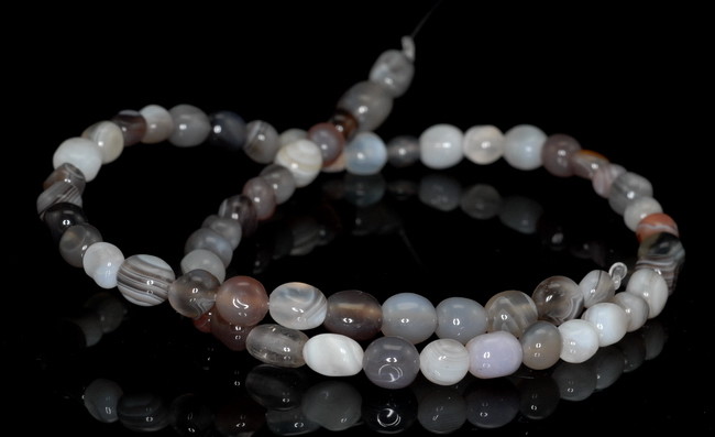 9X9-6X5MM BOSTWANA AGATE GEMSTONE PEBBLE LOOSE BEADS 7.5inch