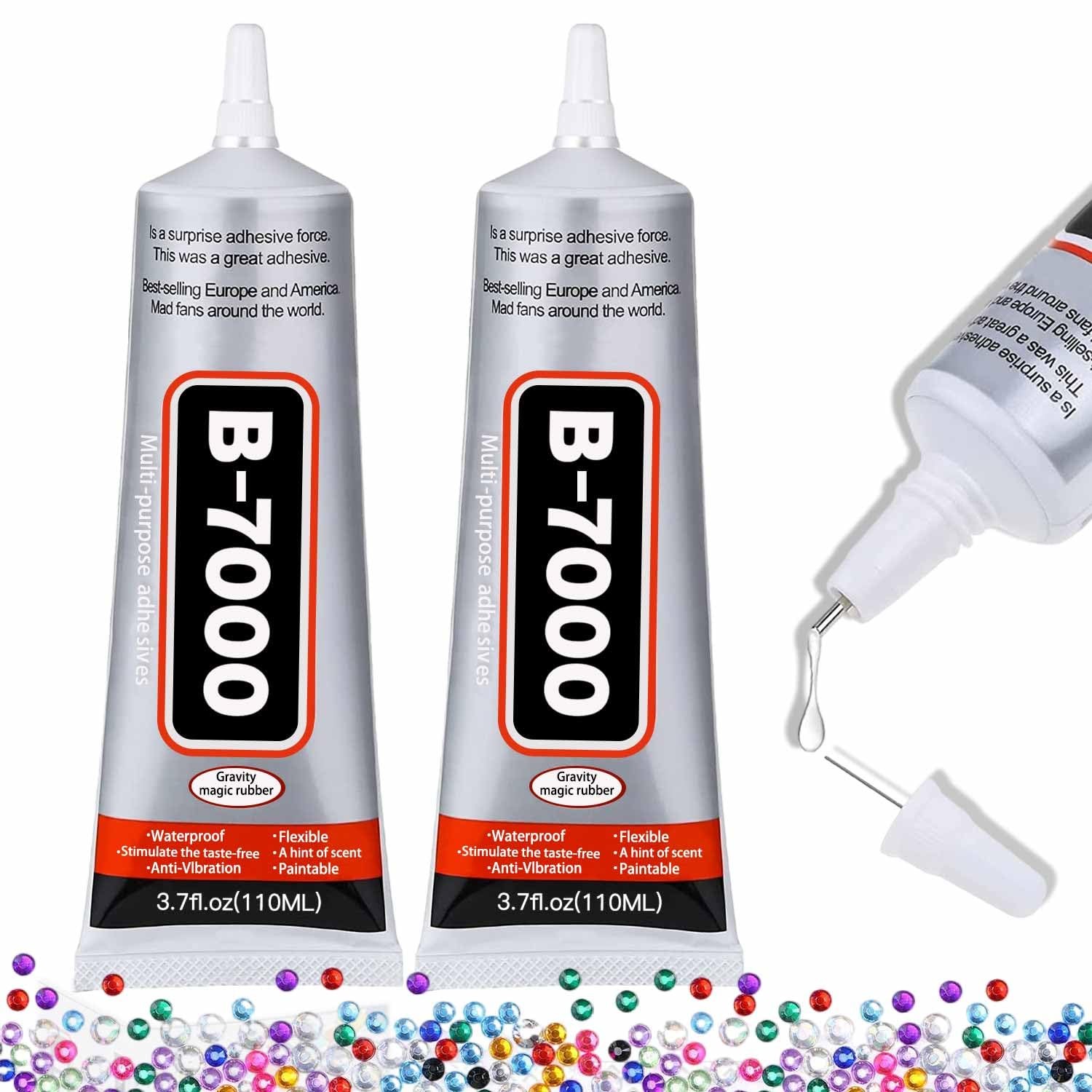 B-7000 Craft Glue for Jewelry Making – 110ml/3.7oz Grey (2 Pack)