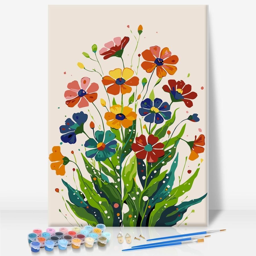 Framed Paint by Numbers Kit for Adults Beginner & Kids Ages 10-13, Flowers Easy