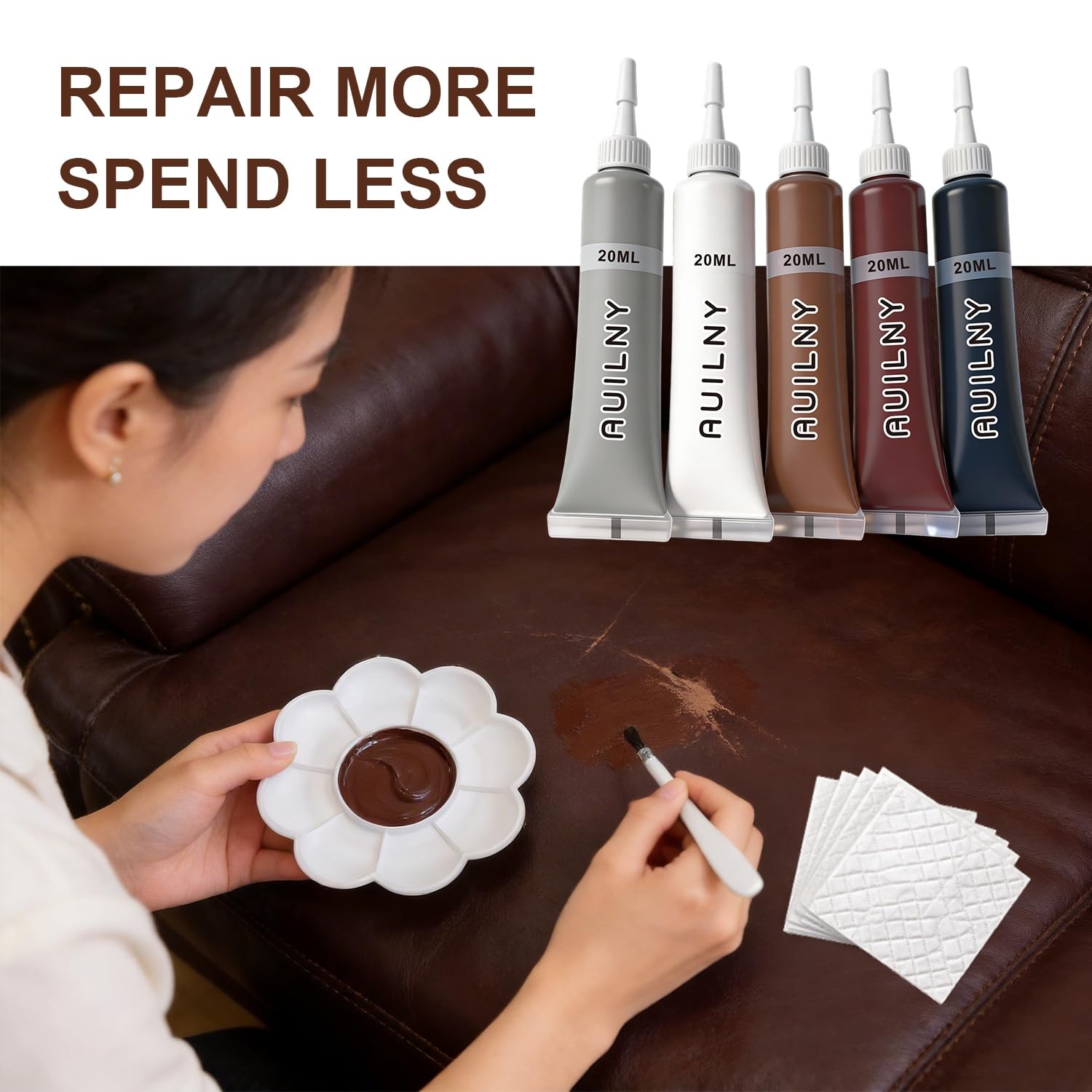 Auilny Leather Repair Kit for Furniture, Sofa, Jacket, Car Seats & Purse. Fix…