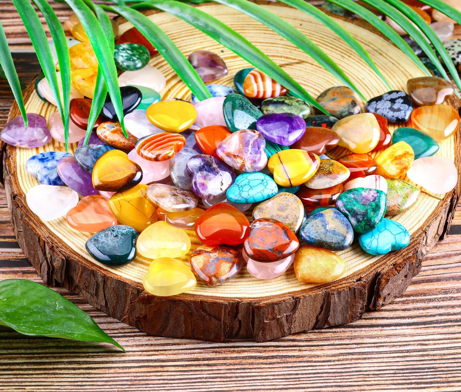 40pcs Natural Heart Shaped Crystal Stones 0.8 Inch Pocket Hearts Bulk Stones …