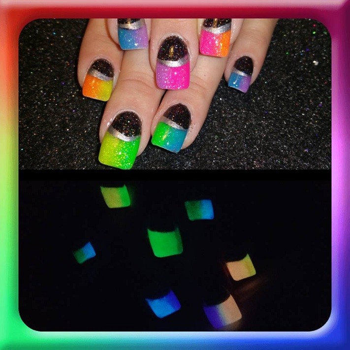 Glitter Neon Visible Glow in the Dark Powder Hearts Butterflies