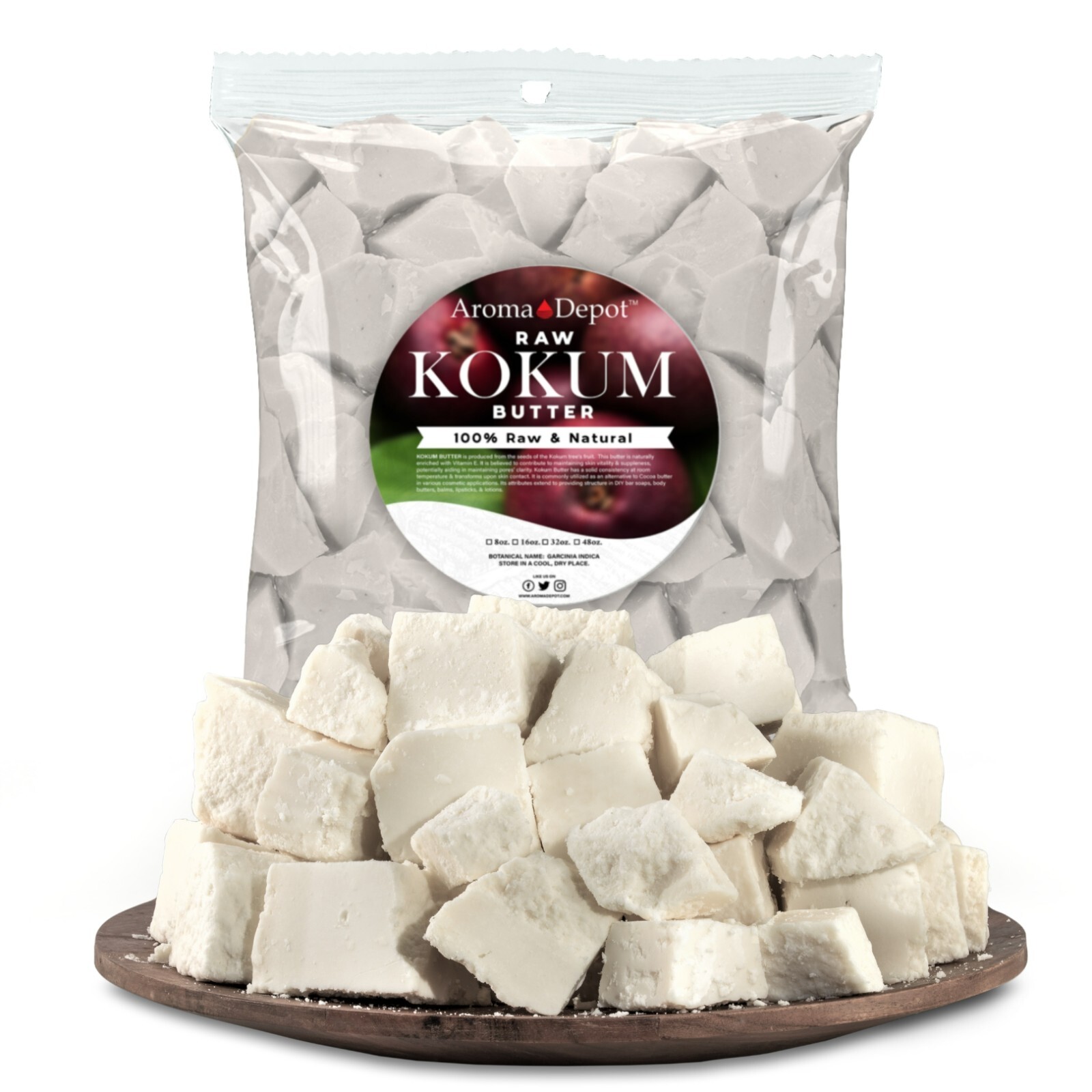 Raw Kokum Butter 2 lb 100% Pure Natural Cold Pressed Skin Care Moisturizer POUCH
