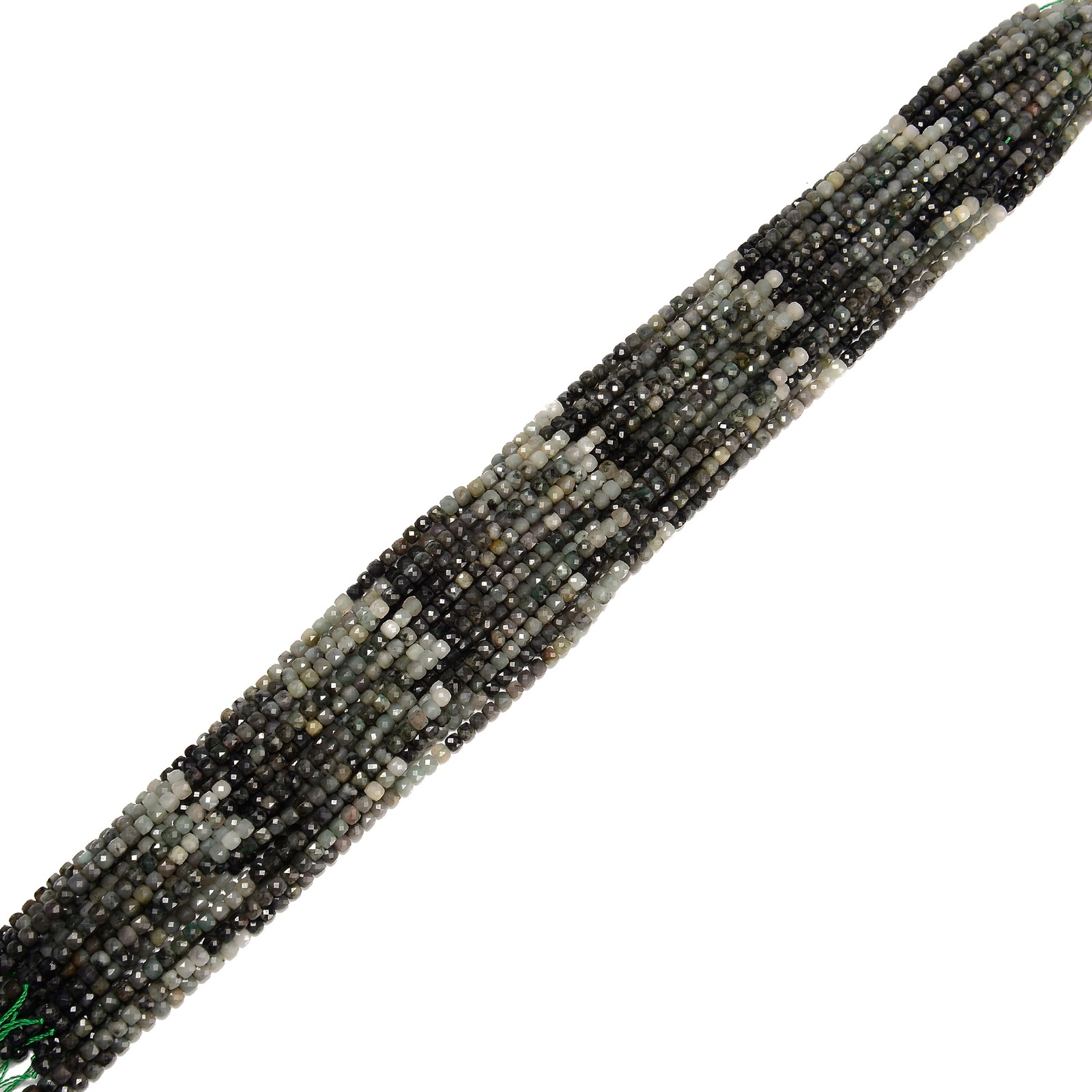 Gradient Natural Emerald Faceted Cube Beads Size 4mm 15.5″ Strand