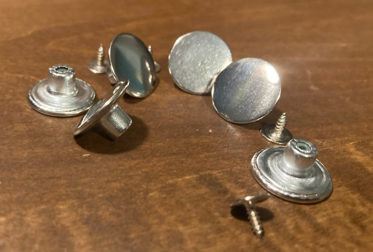 SINGLE REMOVEABLE suspender button PLAIN SILVER screw-in no-sew instant DIY