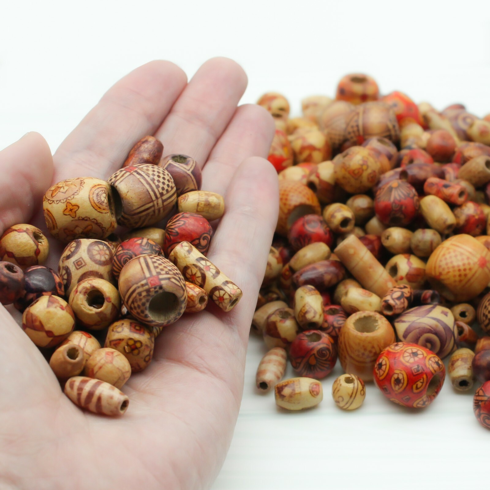 500 Wooden Beads for Jewelry Making – Painted Assorted African Beads