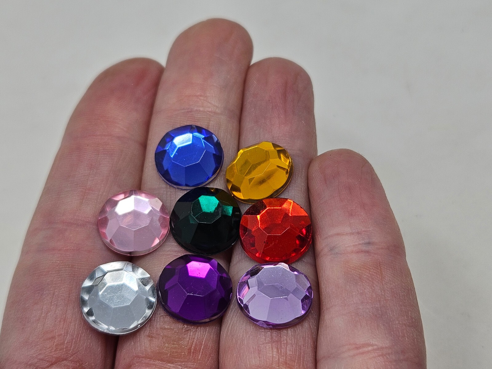 100 pcs 12mm Round Assorted Crystal Rhinestones Craft Glue On Jewels Gems VTG