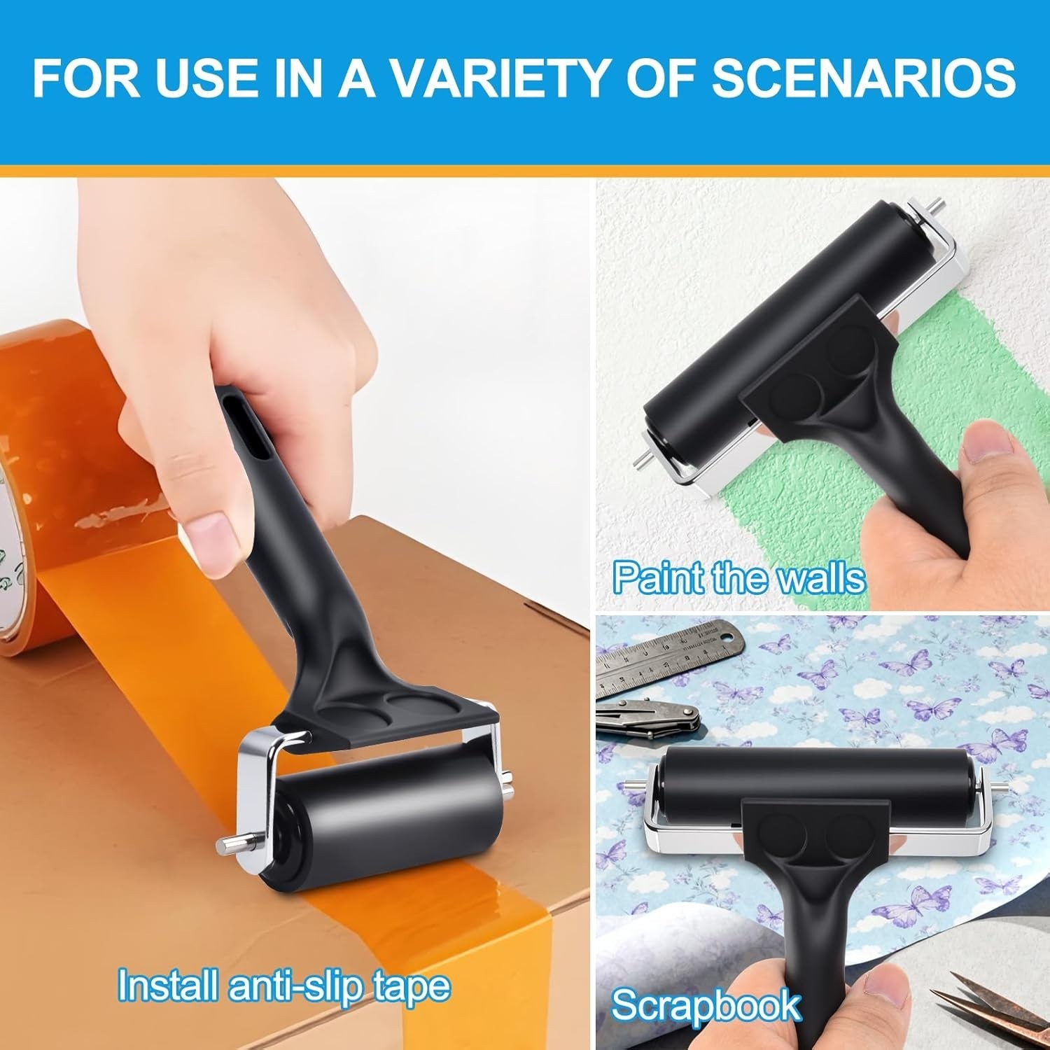 2Pcs Hard Rubber Brayer Rollers (4 Inch and 2.2 Inch) for Printmaking, Ink Print