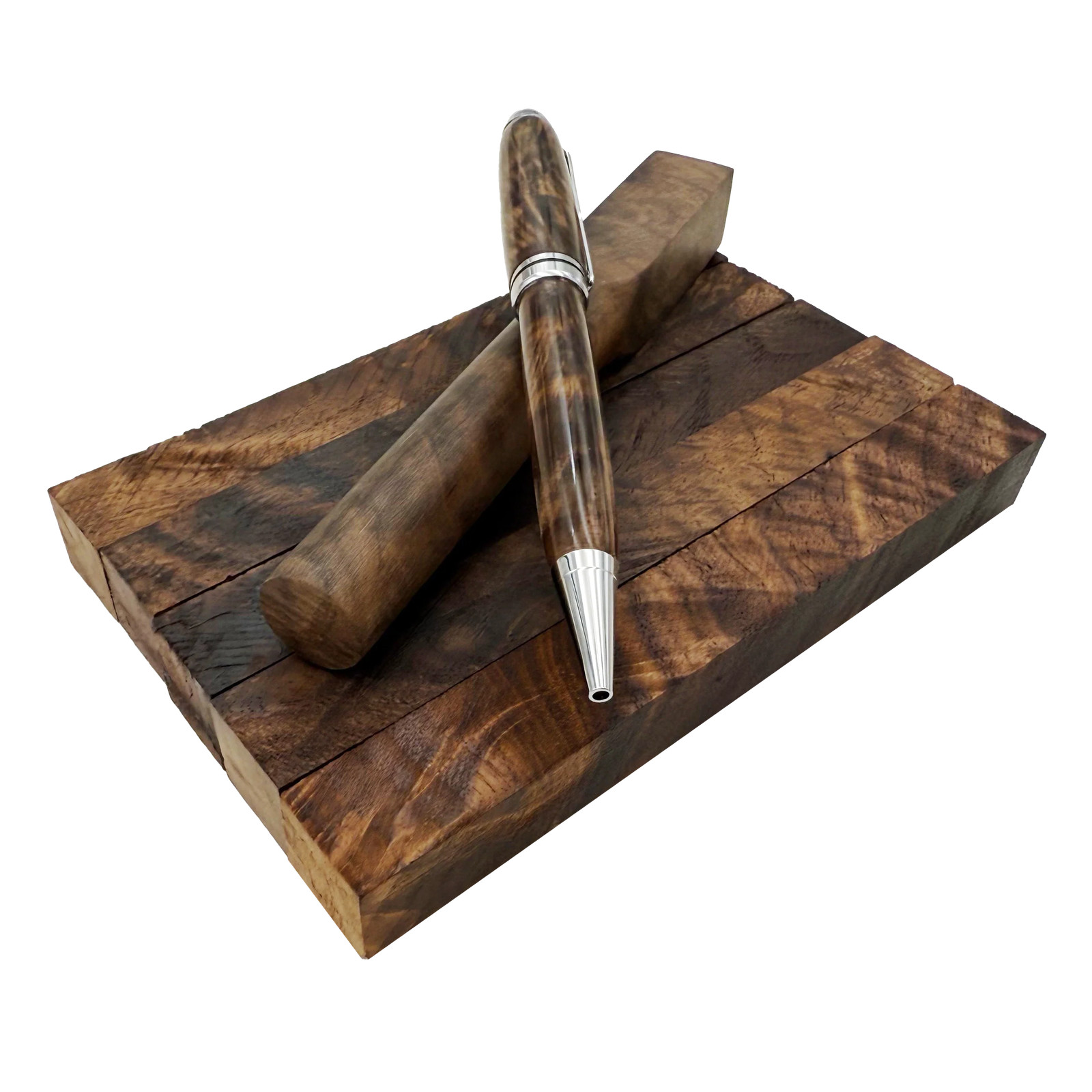 Burled Highly Figured Walnut Pen Blanks – 3/4″ x 3/4″ x 5″ (5 Pcs)