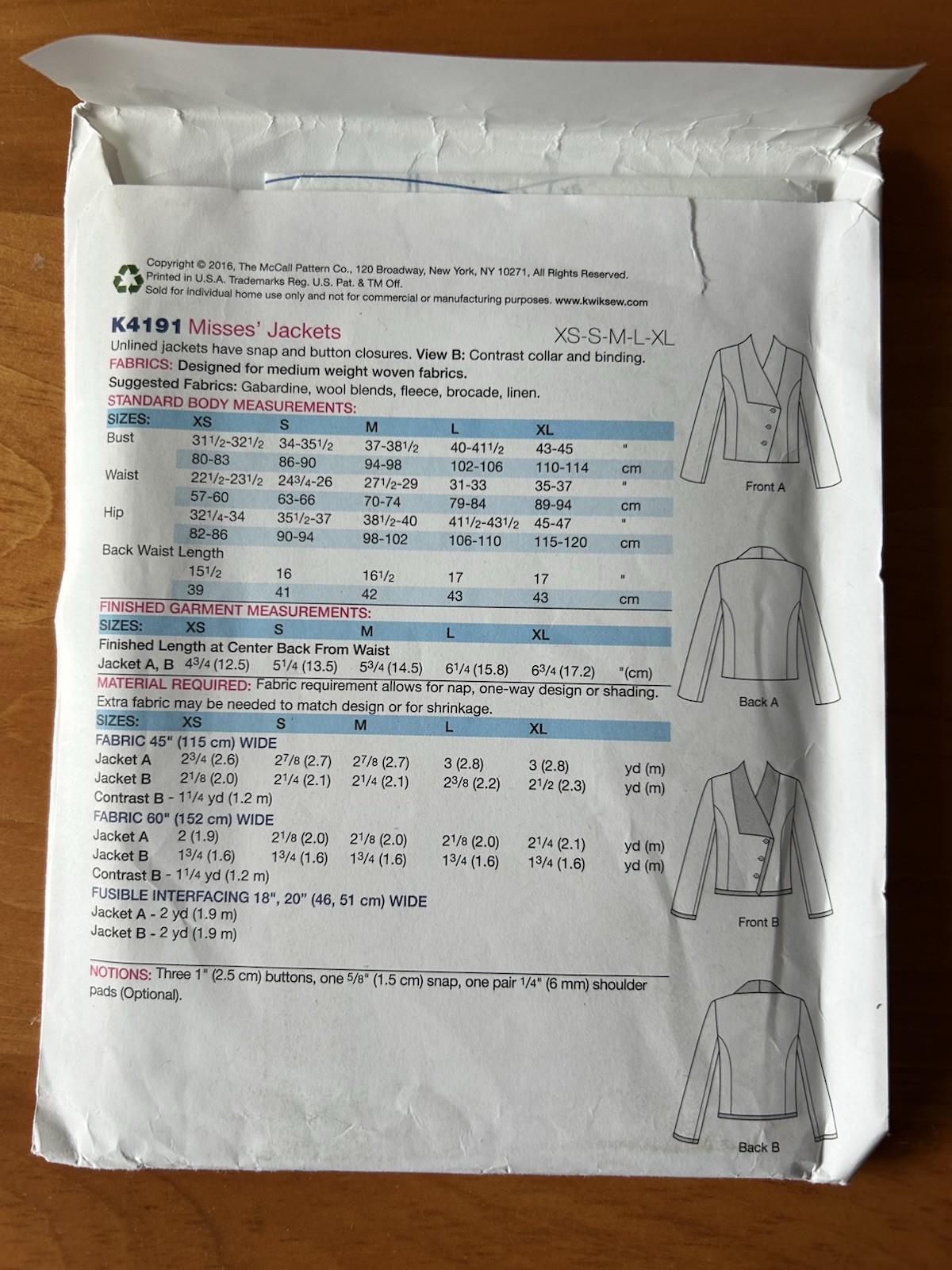 Womens Uncut Jacket Sewing Patterns, Lot of 8, Med-Lrg Or All Sizes