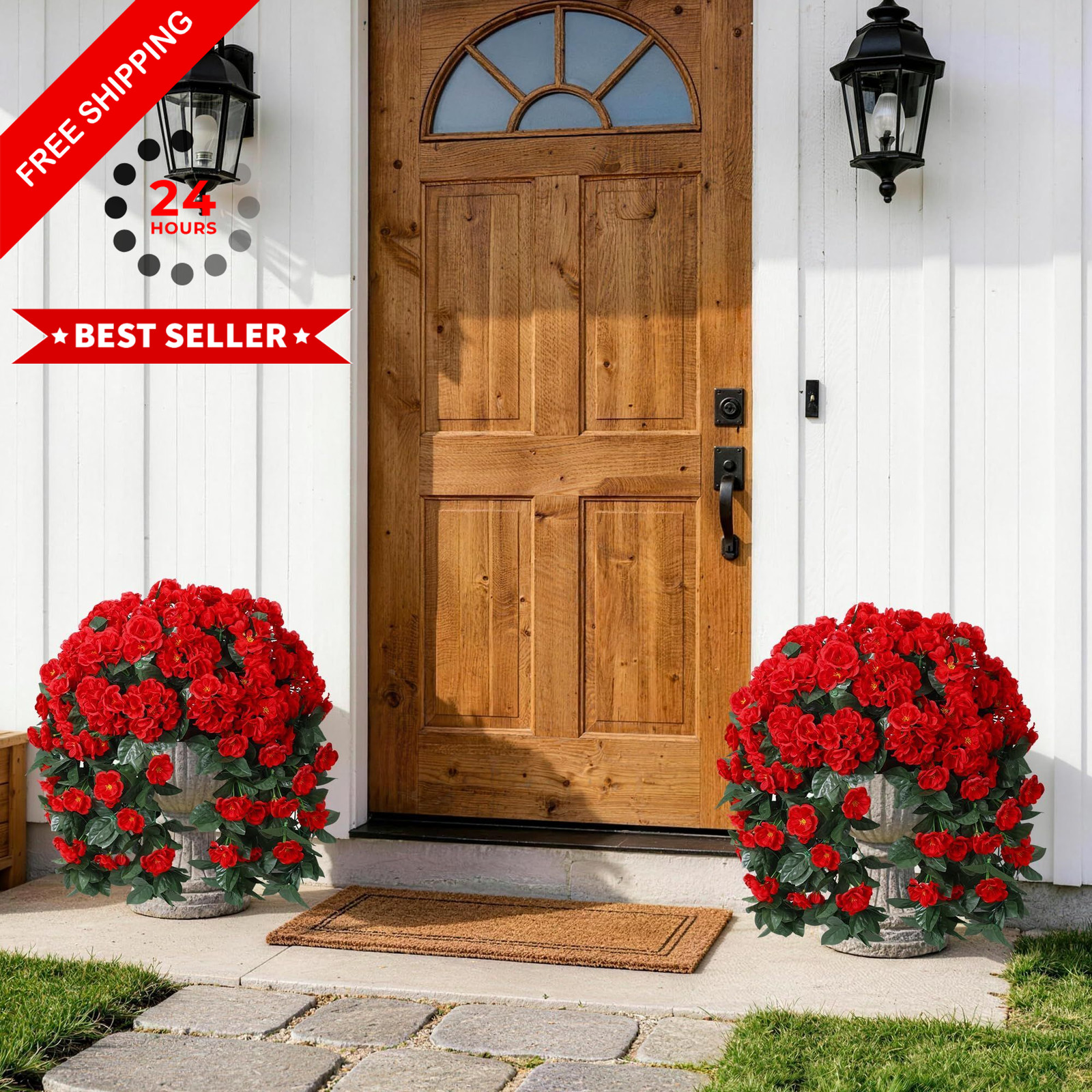 Ivydale Fake Geraniums 12 inches (D) x 4 (W) x 4 (H), Red