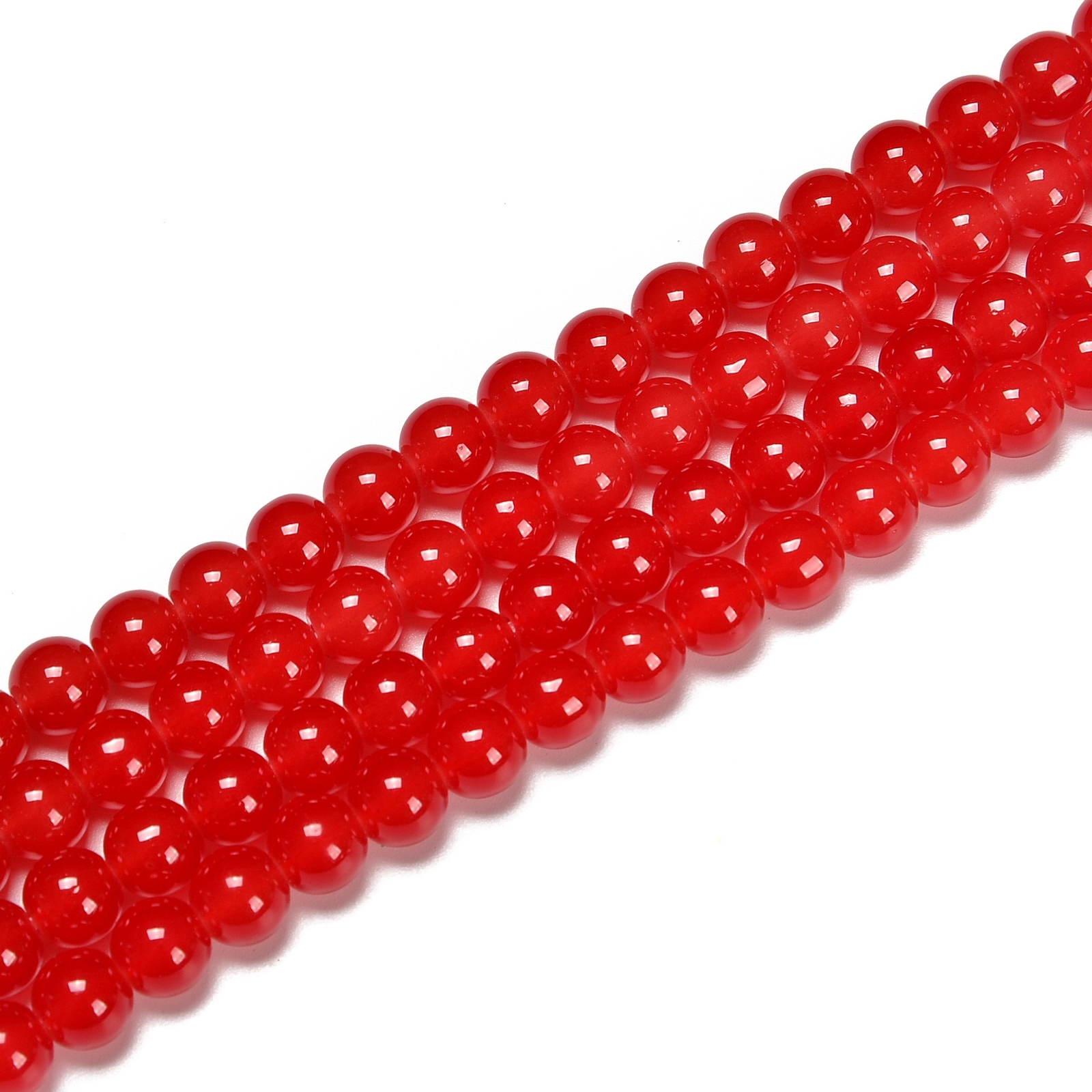 Red Crystal Glass Smooth Round Beads Size 6mm 8mm 10mm 15.5″ Strand