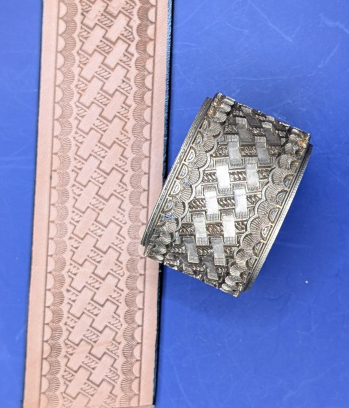 Leather Embossing Machine Roller Basketweave pattern # 194 Solid Brass
