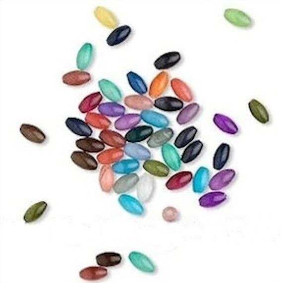 1 Std(50) Cat’s Eye Fiber Optic 8x4mm Oval Glass Bead Mix with 0.8mm Hole *