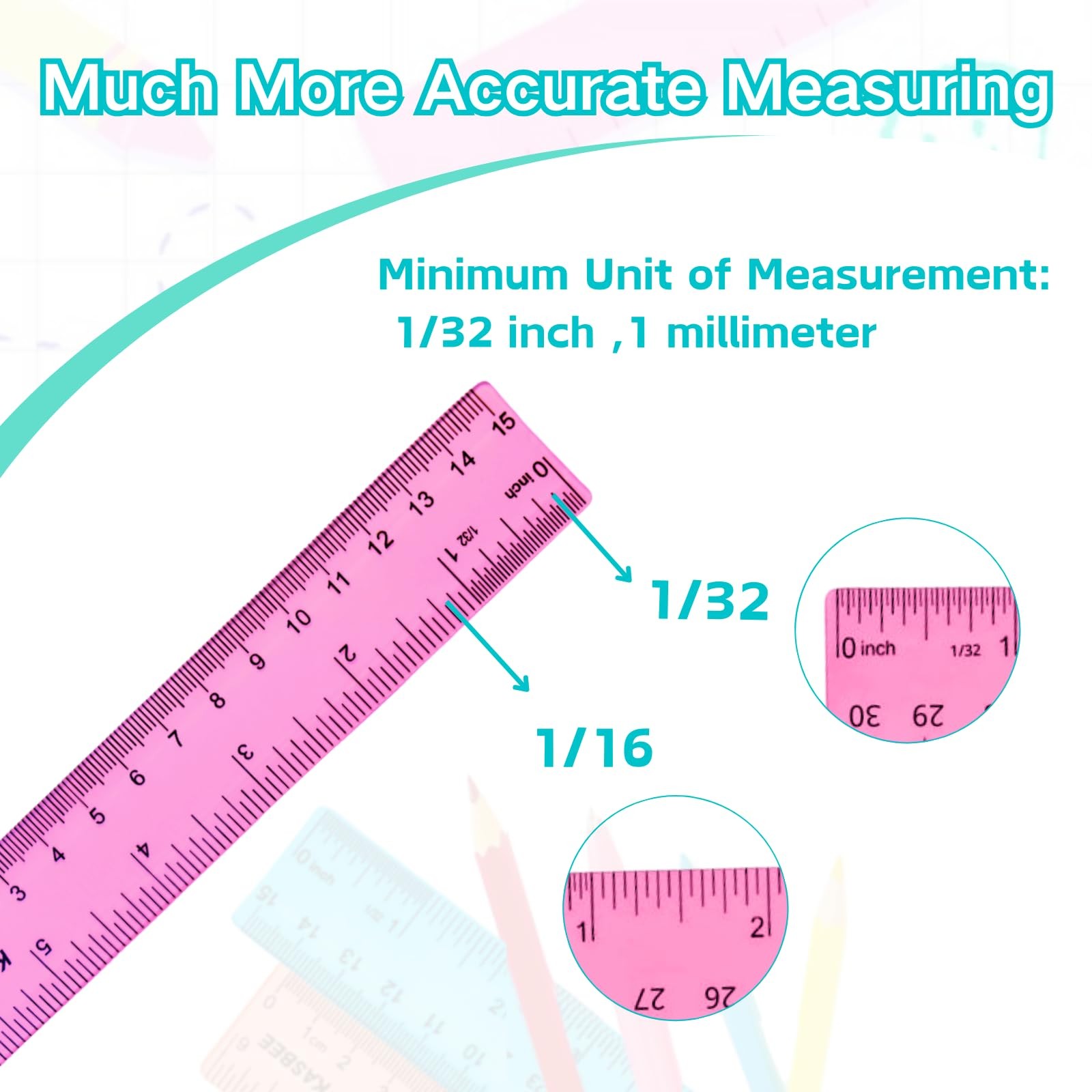 6 Inch Rulers, Colored Clear Centimeters 6 Inches, assorted colors