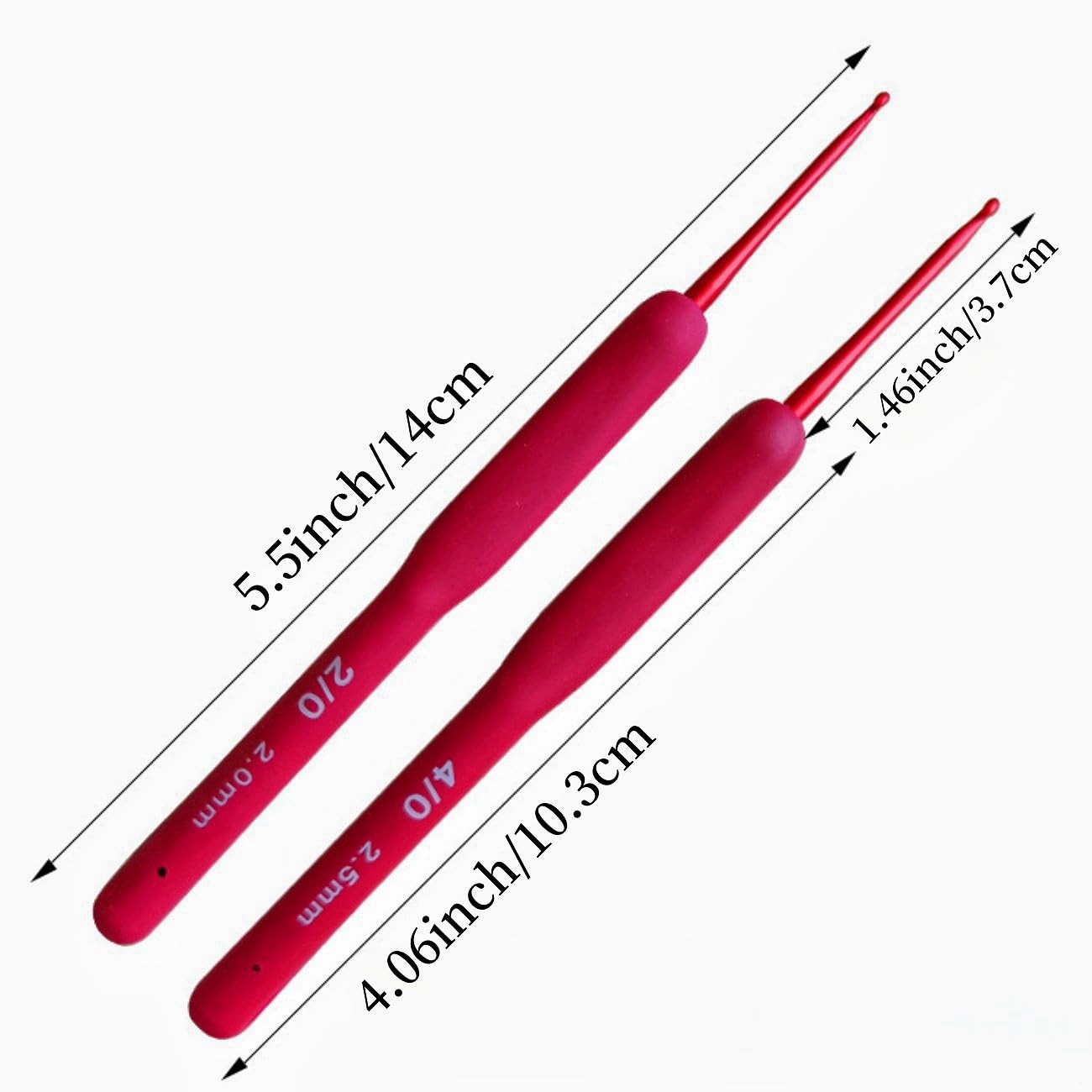 9PCS Red Crochet Hooks Ergonomic Soft Grip Crochet Hook Set, 2.06.0mm Crochet…