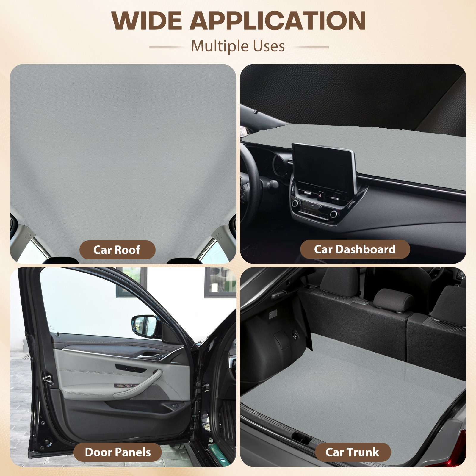 60″W Auto Headliner Fabric 1/8″ Foam Backed Car Roof Lining Replacement Material
