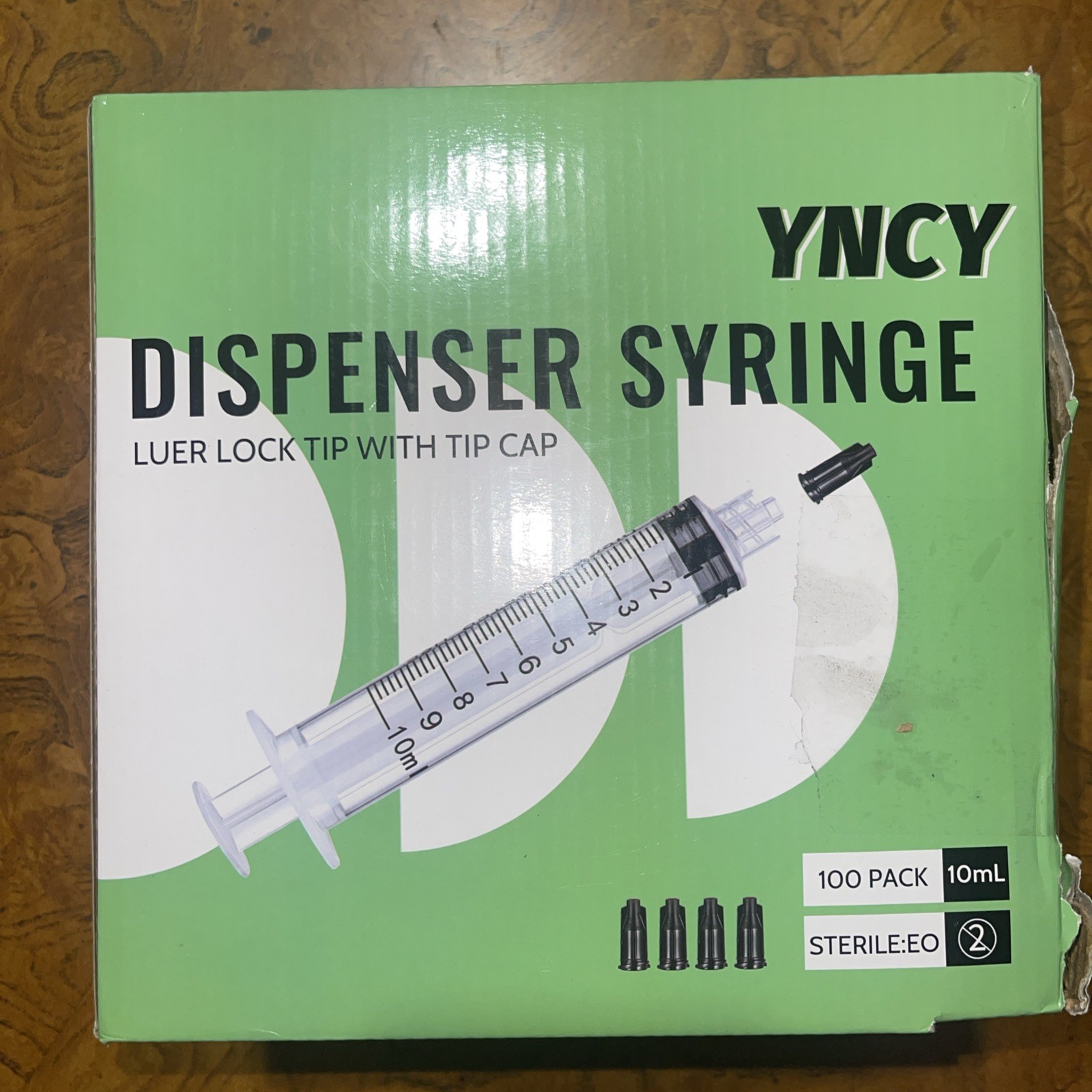 10cc 10ml INDUSTRIAL SYRINGES WITH BLACK TIP CAPS LUER LOCK CAPS 100 PC