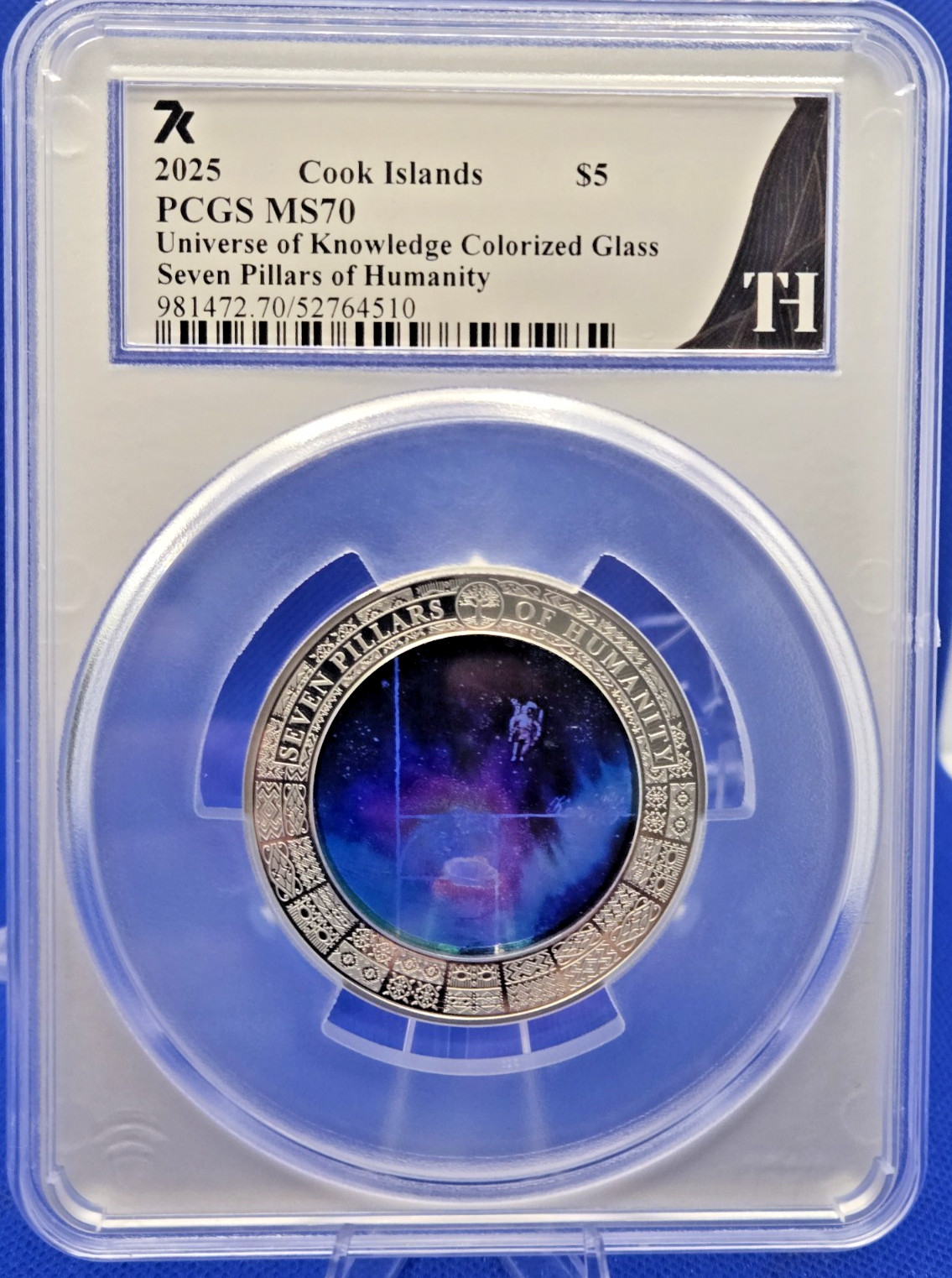 2025 Cook Island Universe Knowledge Color Glass Seven Pillars Humanity PCGS MS70