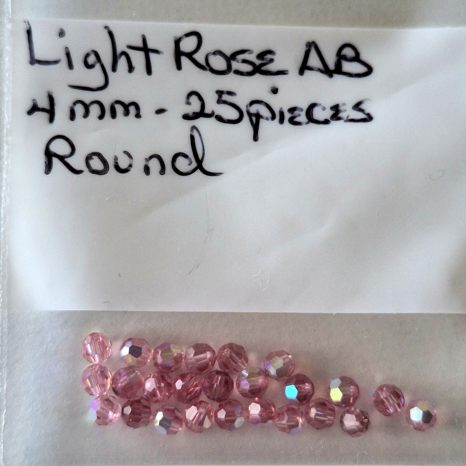Swarovski Light Rose Pink AB Crystals ~ 25 Pieces ~ 4mm Round ~ NEW! PRETTY!