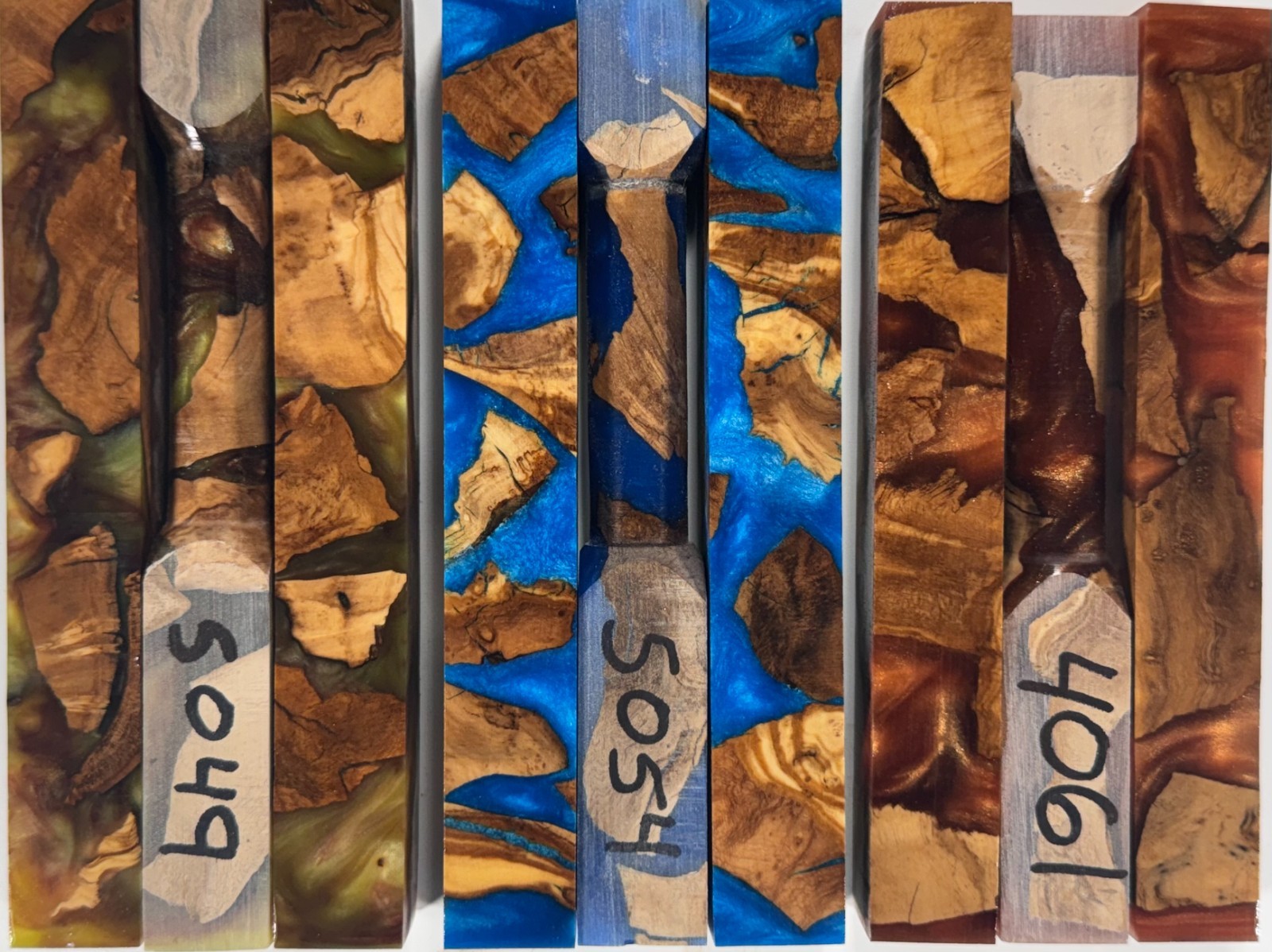 Pen Blanks * Olive Burl & Epoxy Hybrid * Mica Powder Colored * Pen Blank