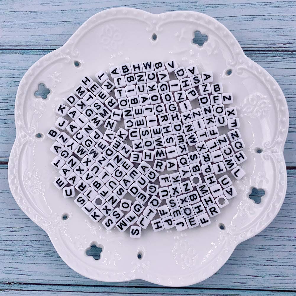 1000 Pcs Letter Beads Acrylic Cube Beads Alphabet Beads Number Beads Large Hole