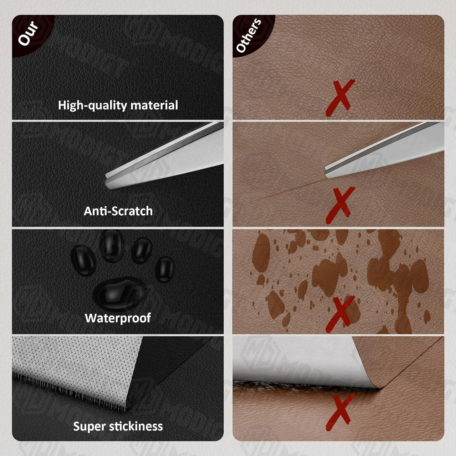 Self Adhesive Vinyl Faux Leather Fabric Repair Patch Kit for Car seat Sofas
