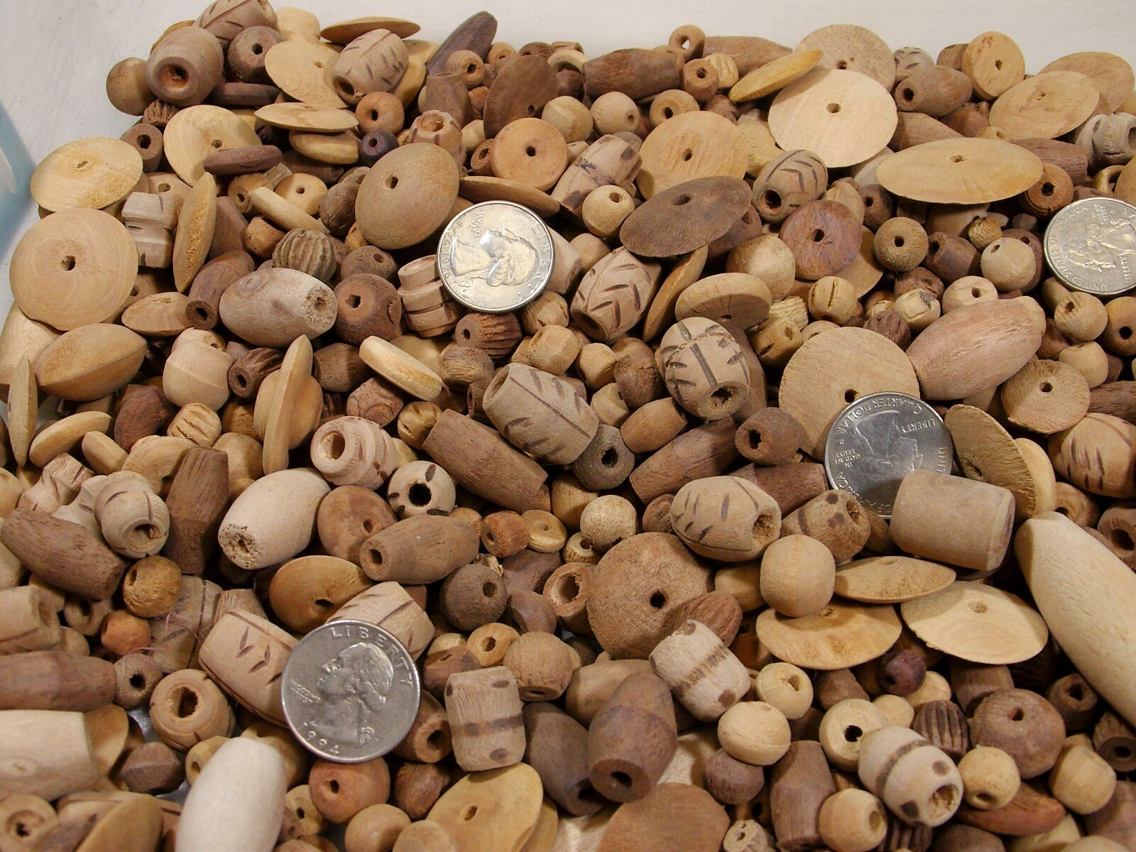 4 Pounds Assorted Shapes and Sizes India Wooden Beads Wholesale Bulk Lot (PS-65)