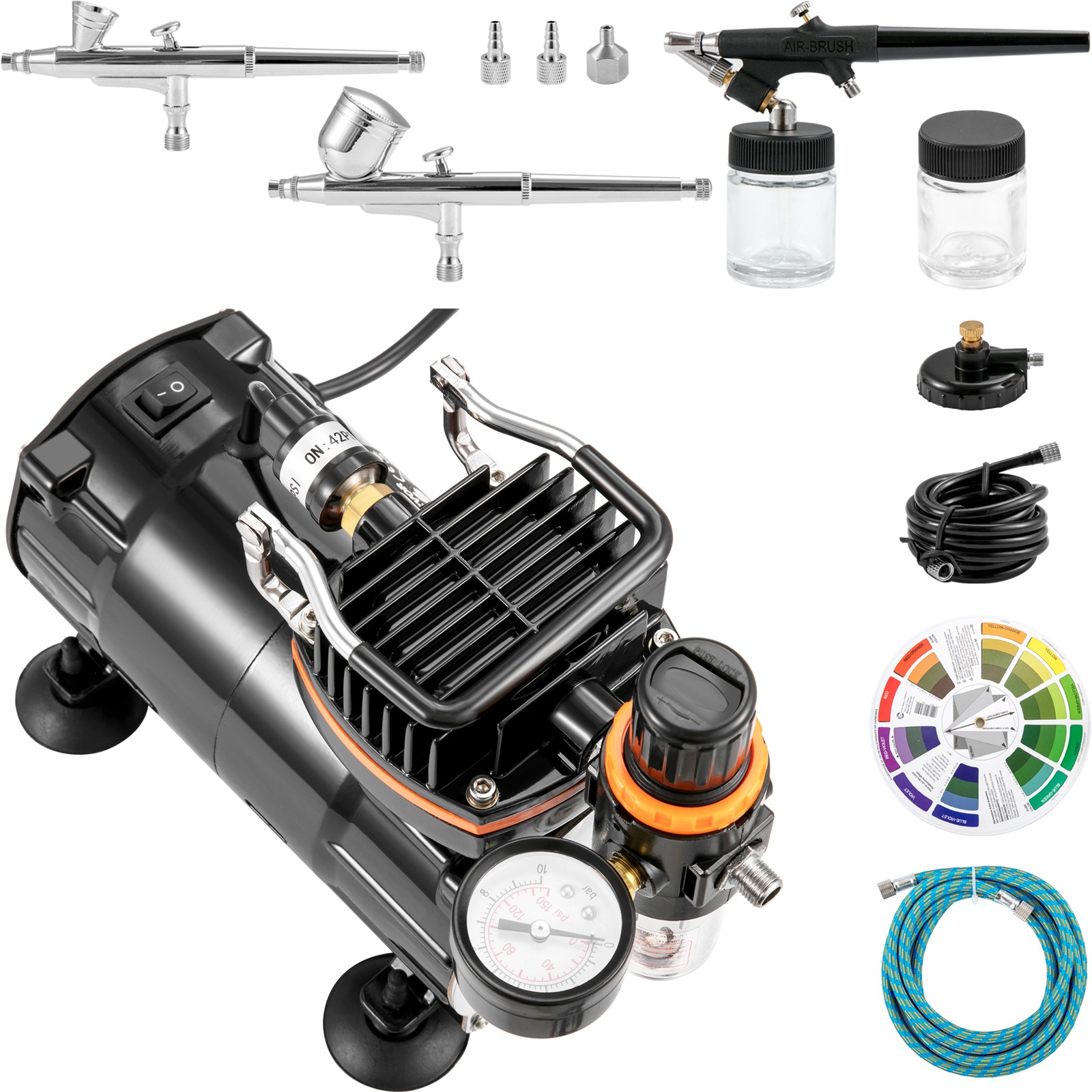 VEVOR Airbrush Kit Dual-action Airbrush Compressor Art Nail Tattoo Makeup Model