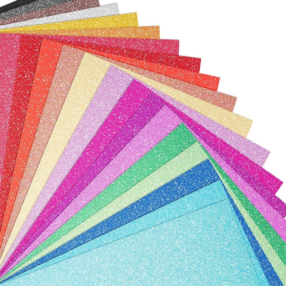 40 Sheets 20 Colors Glitter Cardstock Cricut Paper Cardstock No-Shed Sparkly