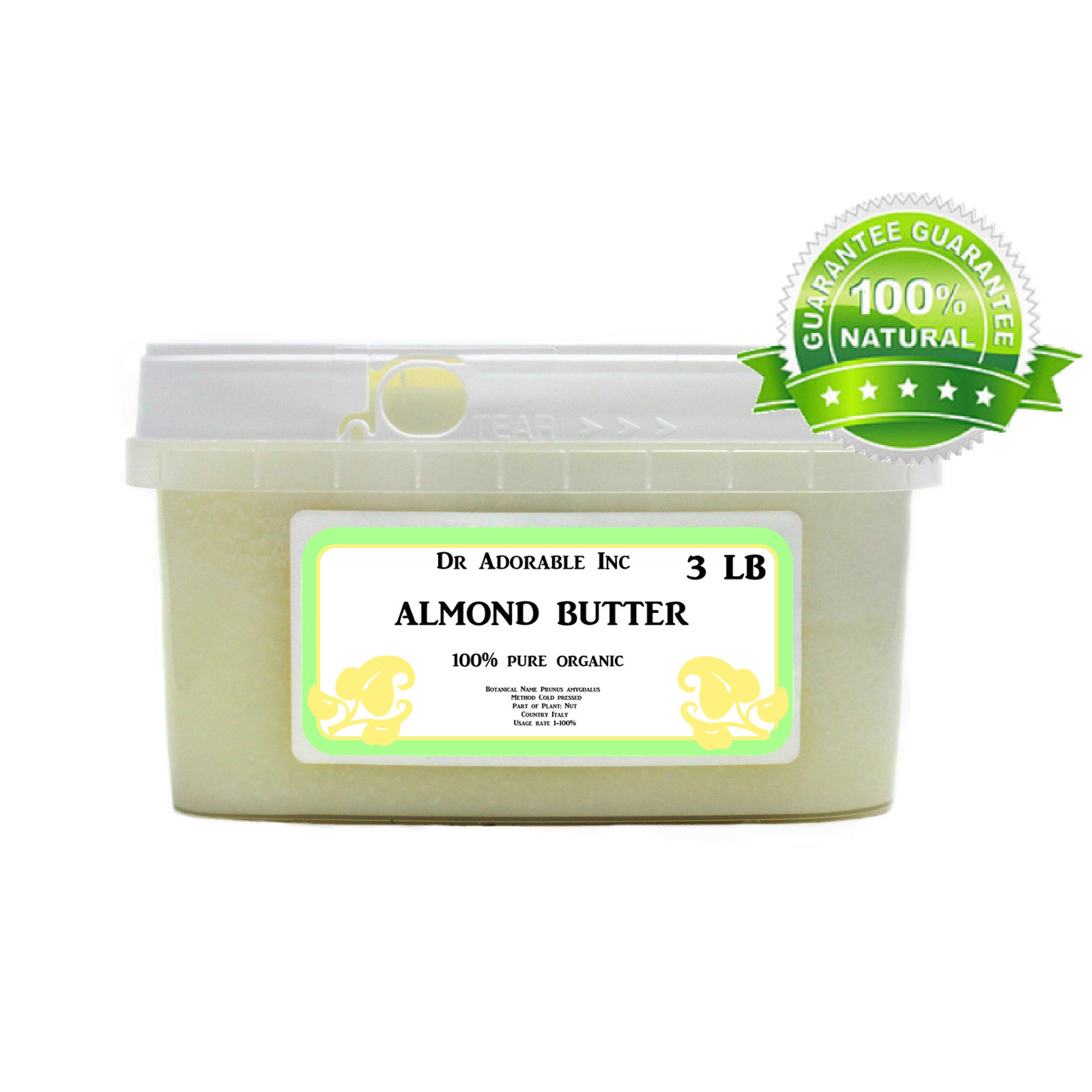 PURE ALMOND BUTTER FRESH ORGANIC COLD PRESSED 2 OZ 4 OZ 8 OZ 1 LB 2LB-UP TO 12L