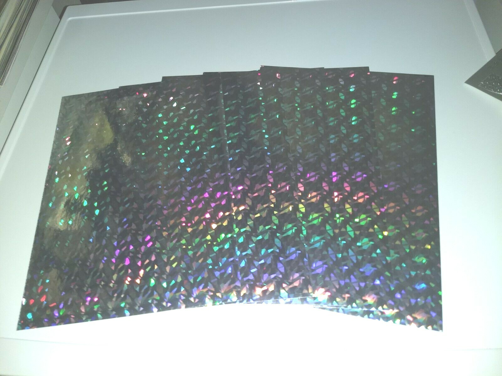 5X HOLOGRAPHIC SILVER PAPER 30X21 CM/1 SIDE/