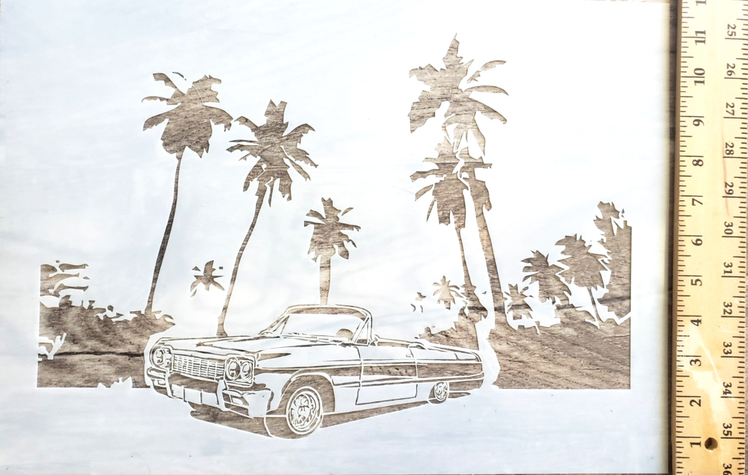 Low Rider in California Reusable 10Mil Mylar Stencil Palm Trees