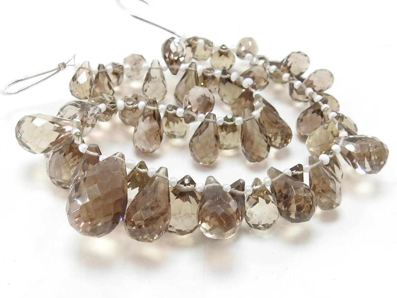 Natural White Moonstone Micro Faceted Teardrop Beads 4″ Strand Jewelry Making