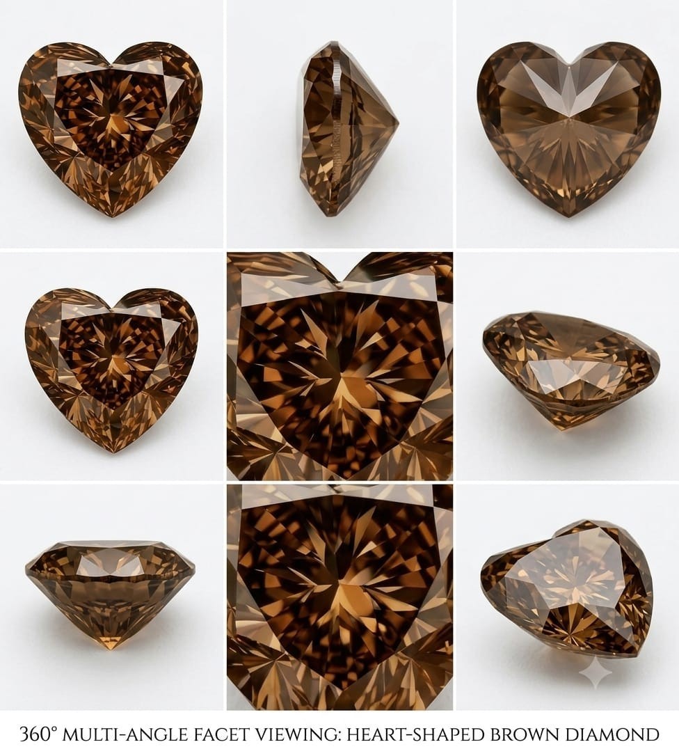 1 CT Brown Color Heart Cut VVS1 Diamond 6.50×6.50 MM premium Gemstone 1 pc