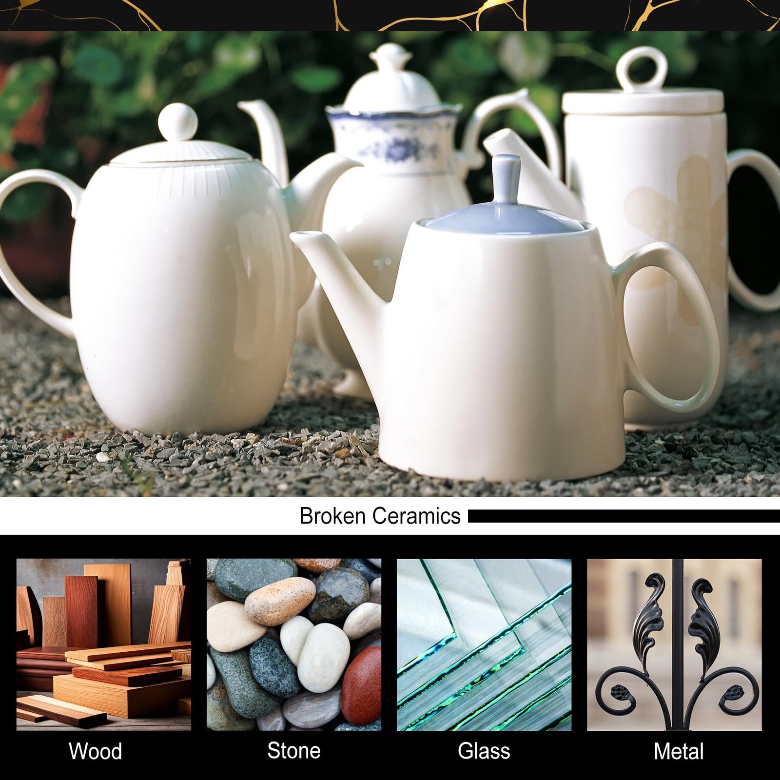 Kintsugi Repair Kit – Food Safe Kintsugi Kit Repairs Broken Ceramics, Glass, …