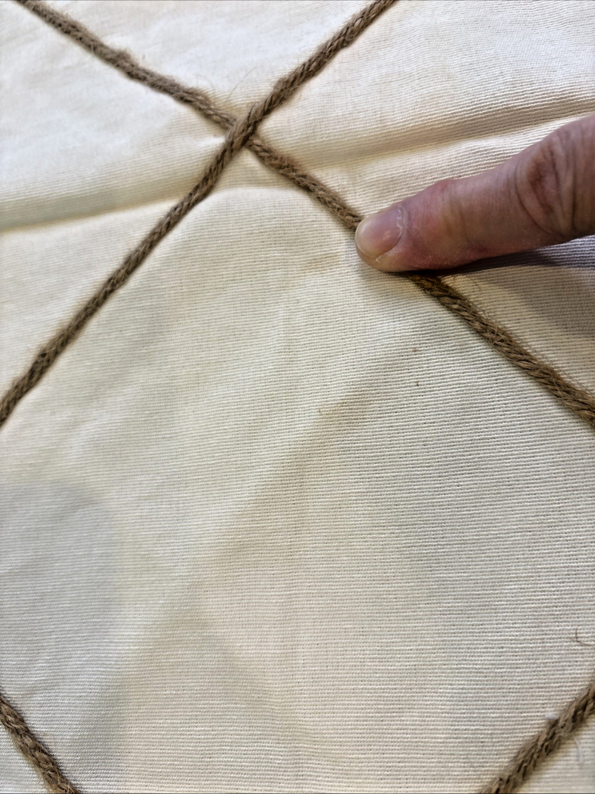 Off White & Jute Lattice Design NEW Upholstery Fabric Remnant 54″ w 42″ L