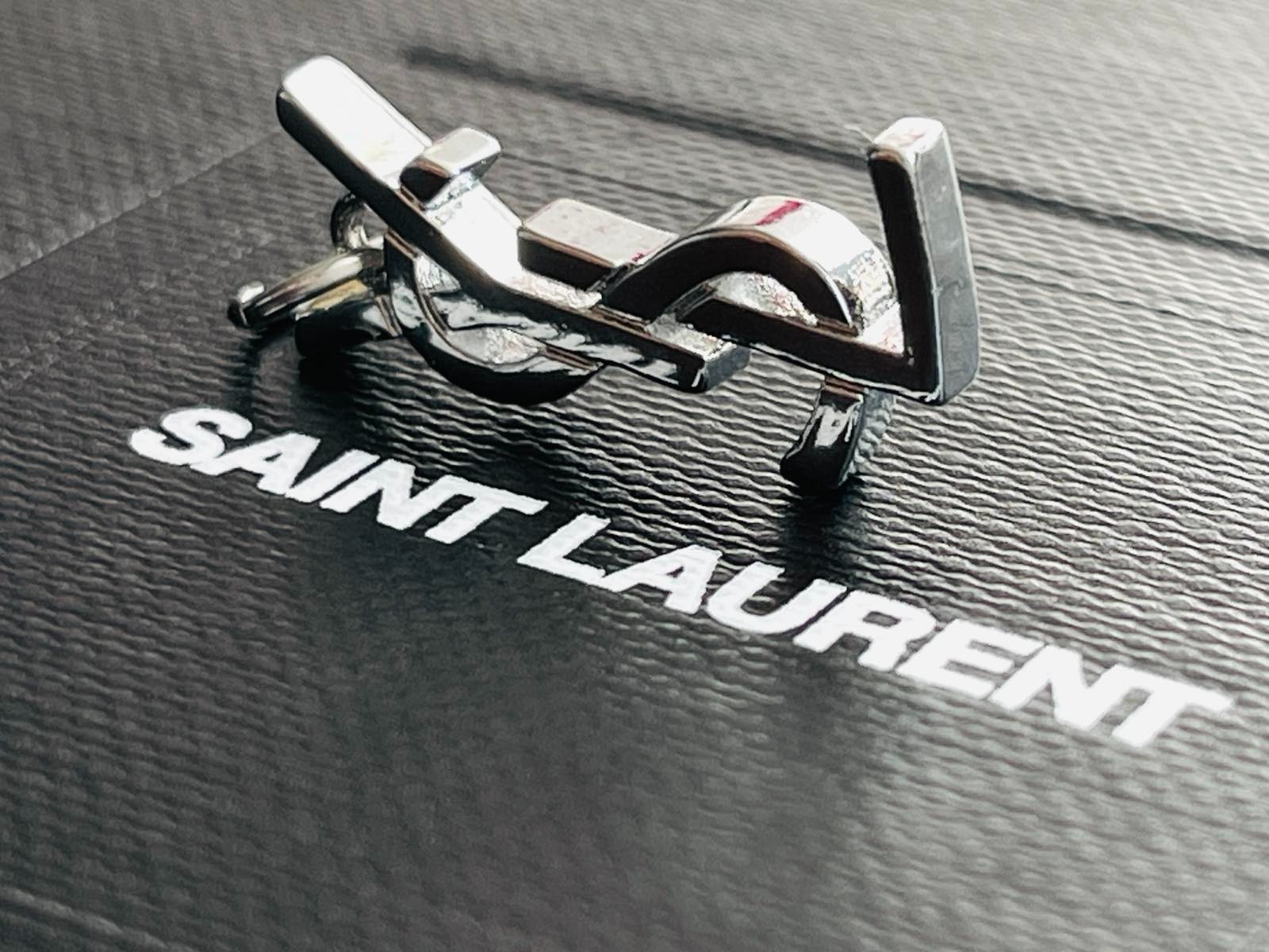 YSL charm pendant stamped zipper pull silver