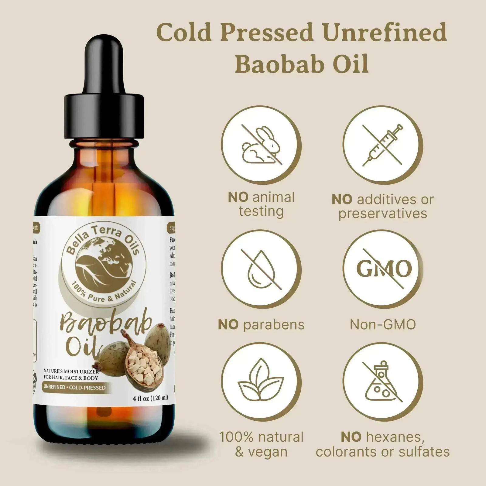 Baobab Oil: Cold-Pressed, Pure, Extracted from African Baobab Seeds