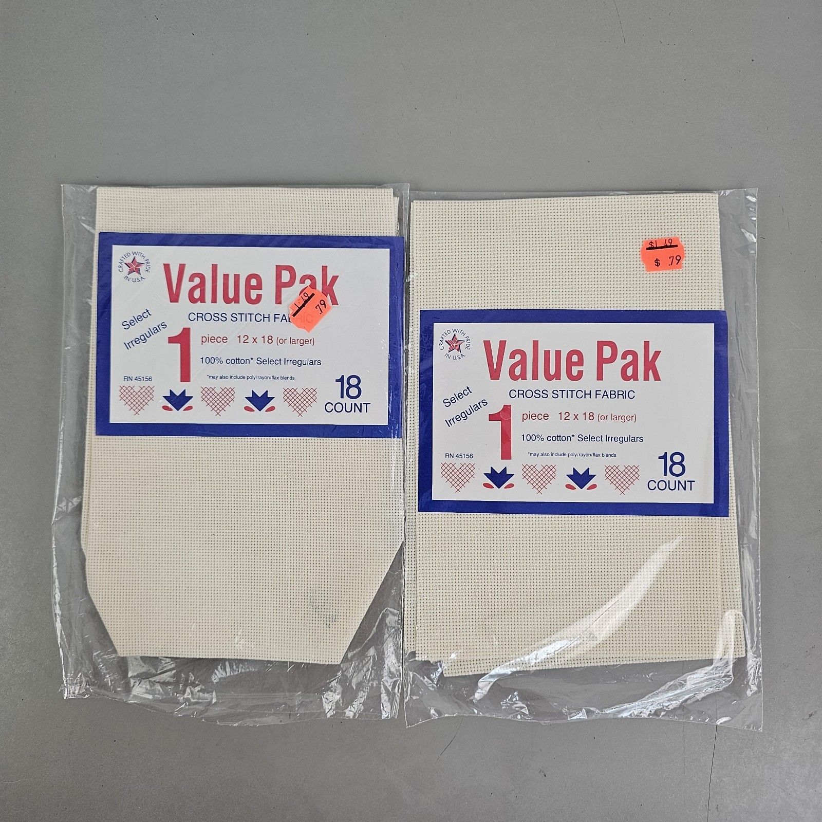 Lot Of 7 Value Pak Cross Stitch Fabric 1 Piece 12×18 – 18 Ct Aida