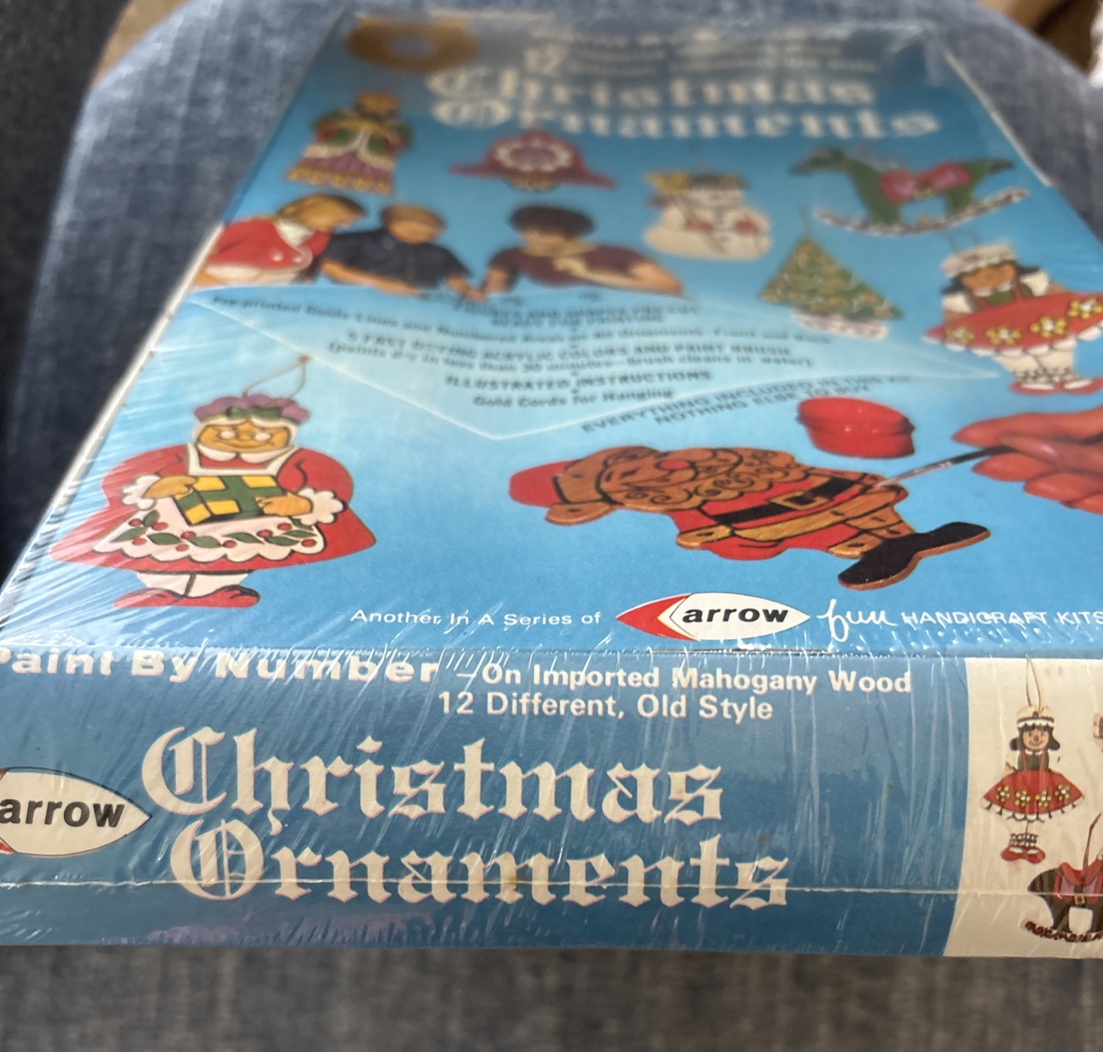 Vintage Arrow Paint By Number 12 Christmas Ornaments Craft Kit 1970 New!