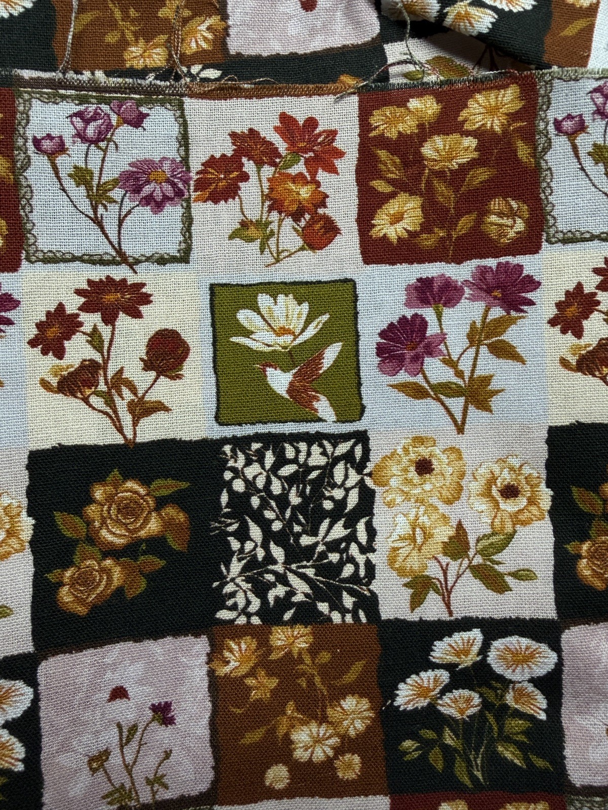 Retro Cotton Patchwork Fabric 1 Yard Quilting Craft – Autumn Floral