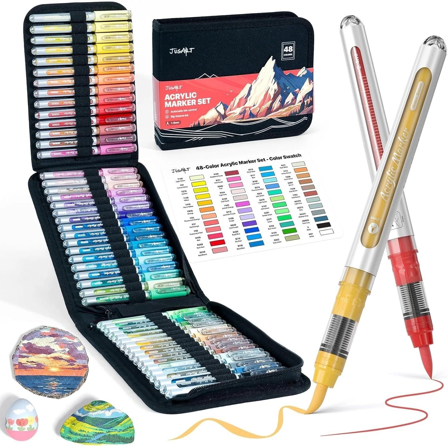 48 Vibrant Colors Acrylic Paint Markers Set – Multi-Surface Art Supplies