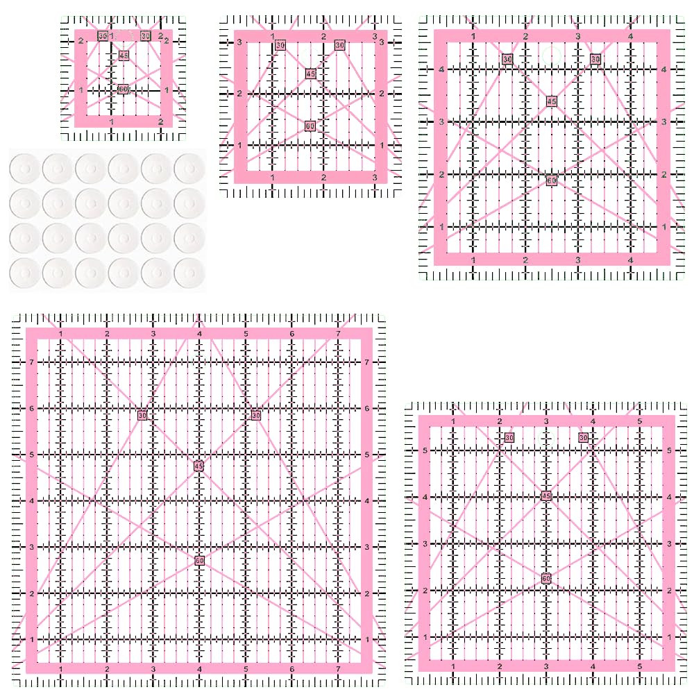 Quilting Rulers(2.5″,3.5″, 5″, 6″, 8″),5 Square Ruler Quilting Templates,Acrylic