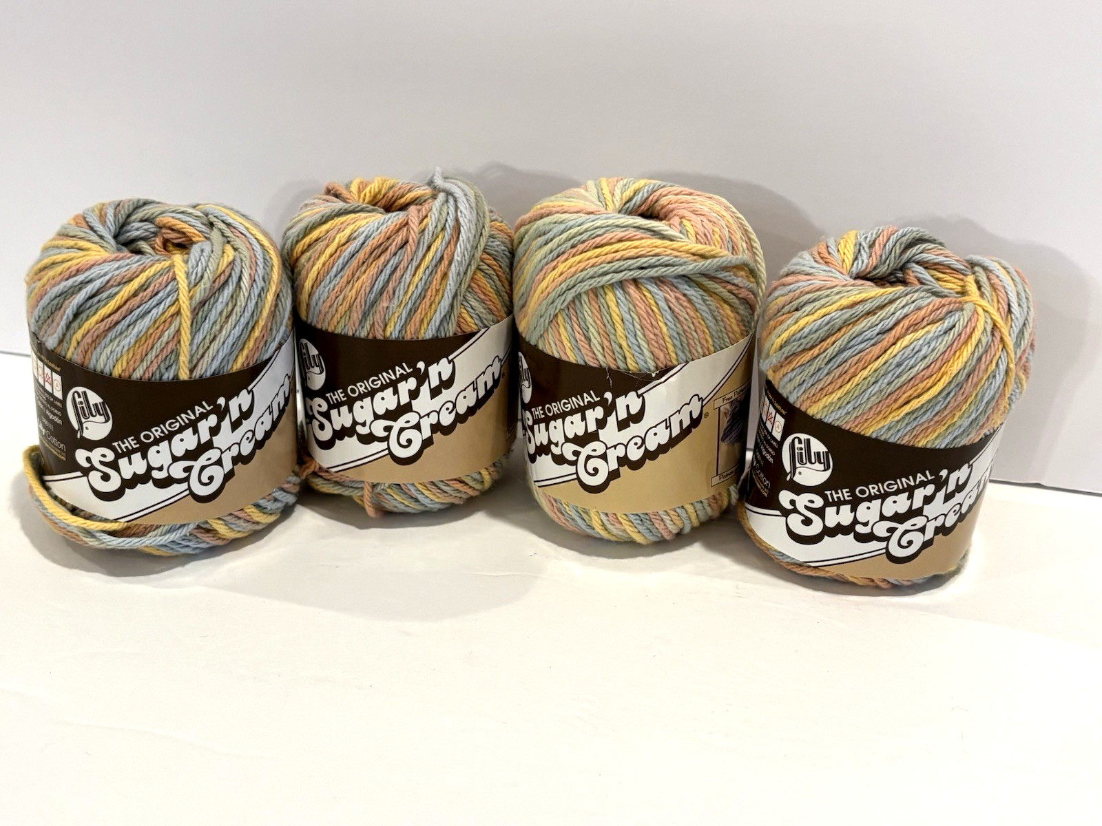 Lily Sugar ‘n Cream Yarn ~ Lot Of 4 ~ Butter Cream Ombre , NEW